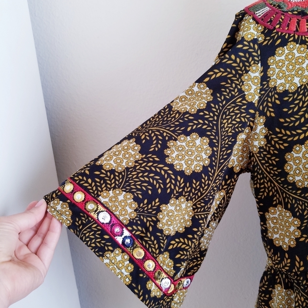 Thml | Multi Print Boho Flare Peasant Top S - image 4